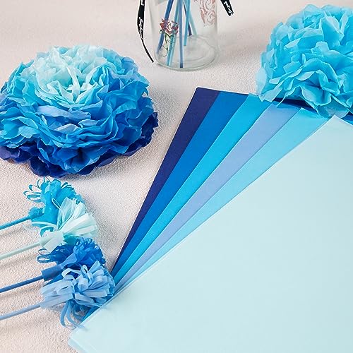 VGOODALL 450 Sheets Wrapping Tissue Paper, Gift Wrapping Paper Bulk Blue Tissue Paper for Gift Bags Gift Wrapping Crafts Decor 6 Colors