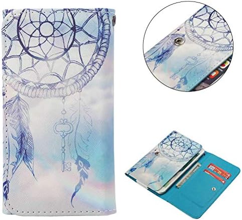 Cell Phone Flip Case for Oppo R7 Lite 5" and More, Tenplus Universal Folio Case Cover PU Leather Skin Protective Wallet Clutch Bag with Card Slots (White Dreamcatcher)