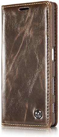 Sony Xperia Z5 Case, Premium PU Leather Book Design with Flip Cover and Stand [Credit Card Slot] Magnetic Closure Cover Case for Sony Xperia Z5 (Brown)