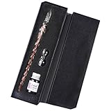 Dip Pen Set Jubapoz Glass Dip Pen Handmade Glass Signature Pen Writting Crystal Pen for Writing Decoration Christmas Gift (Red)