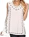 Sakkas Koonya Long Light Scoop Neck Nature Embroidered Sleeveless Tank Top Blouse