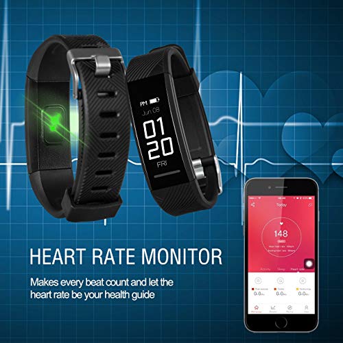 Fitness Tracker, Activity Tracker Watch Heart Rate Monitor, IP67 Waterproof Smart Wristband, Pedometer Watch for Android and iOS Smartphone