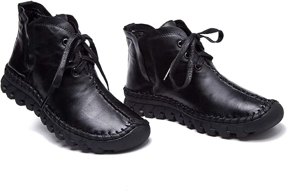 flat leather lace up ankle boots