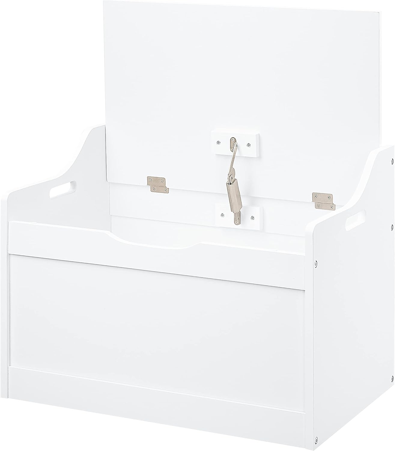 RAAMZO Wood Modern Storage Bench Toy Box Blanket Chest Trunk with Safety Hinged Lid in White Finish: Home Improvement