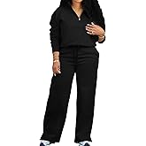 Adogirl Women 2 Piece Outfits Sweatsuit Set Fall Long Sleeve Half Zip Sweatshirt Wide Leg Sweatpants Tracksuit Lounge Sets