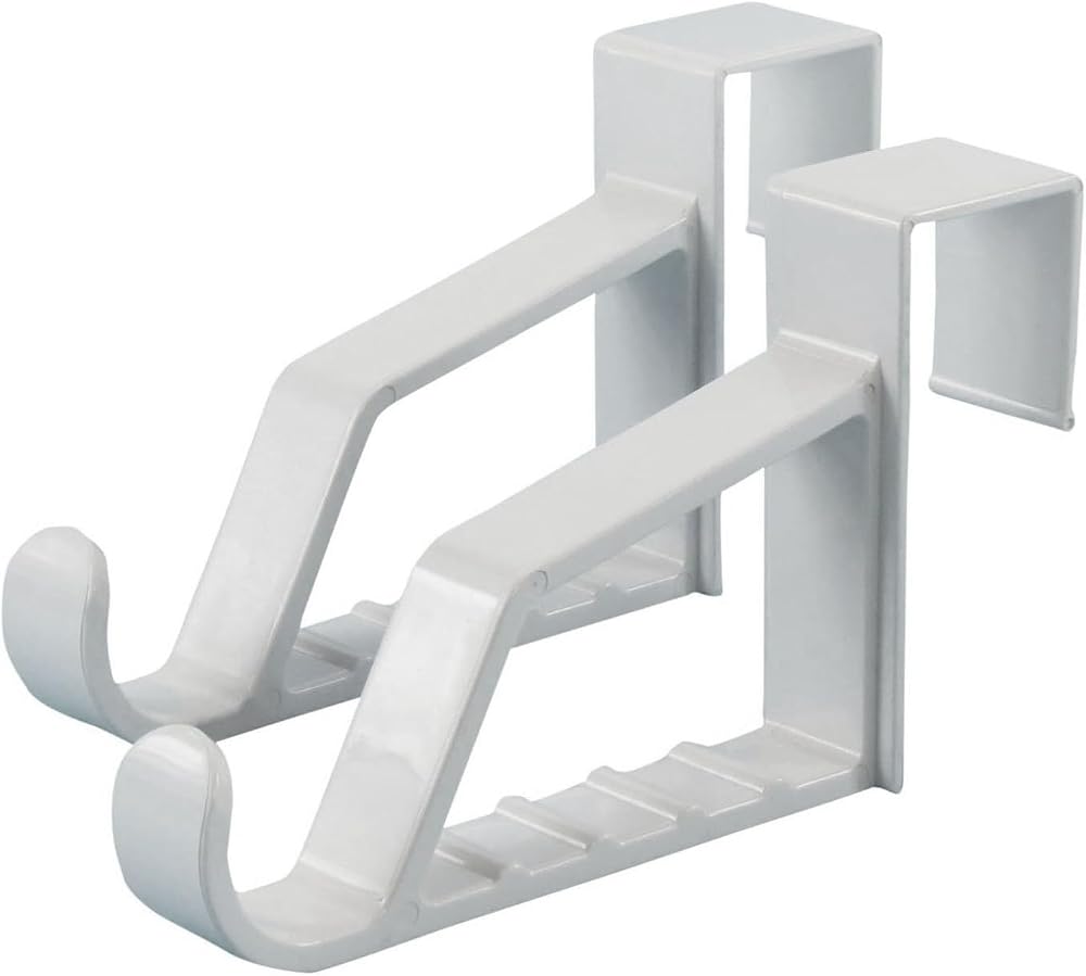 HANGERWORLD 2 White Plastic 17.5cm Over Door Hooks - Space Saving