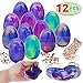 Joyin 12 Pcs Prefilled Easter Eggs with Galaxy Slime, Colorful Putty with Assorted Accessories, Stress Relief Sludge Toys for Kids Easter Eggs Hunt, Basket Stuffers Filler and Party Favors
