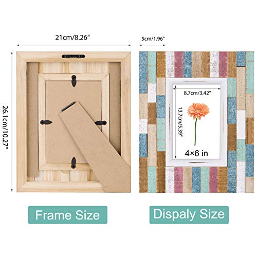 SZQINJI 4x6 Picture Photo Frames Pack of 2 Rustic Stripe Wood with High