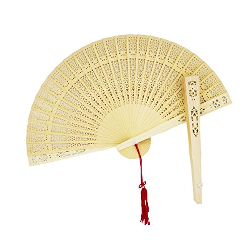 image for Grosun 10 Packs Chinese Sandalwood Fans, Handheld Folding Fans with Ta