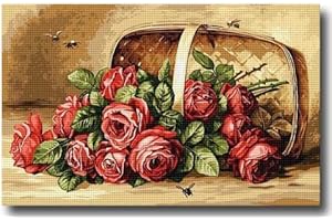 Hudemas Needlepoint Kit Printed Tapestry Canvas and Threads 20x12 inches (475 Roses)