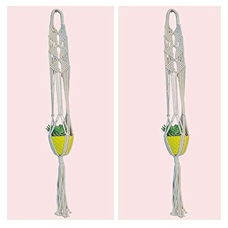 Wonderland ( Pack of 2) Cotton Macrame Plant Hanger, Rope Flower Pot Holder for Indoor ,Outdoor, Balcony, Garden ( Home Decor Basket Hanger )