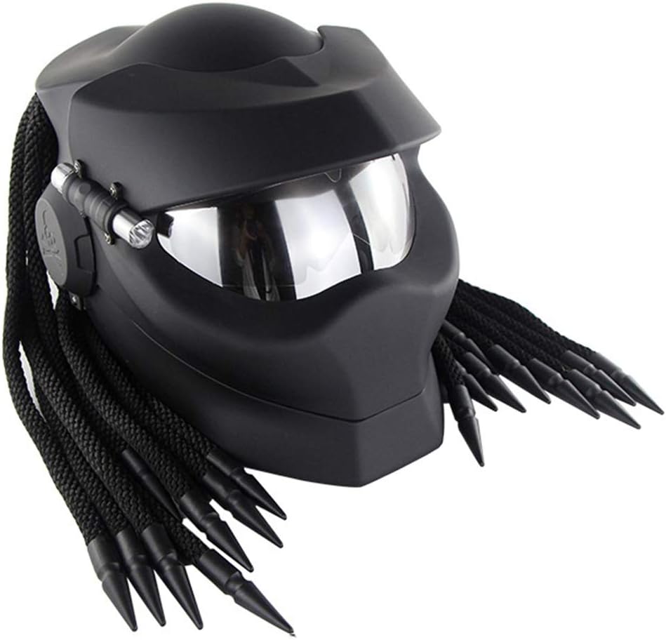 Predator Motorcycle Helmet,Adult Alien Warrior Decorative Light Front