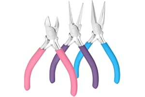 3Pcs Jewelry Pliers Set, Jewelry Making Pliers Tools Kit Includes Needle Nose Pliers, Round Nose Plier and Wire Cutters for J