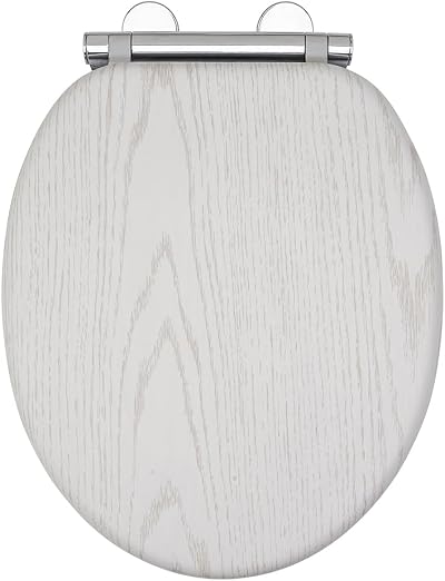 AQUALONA Luxury Oak Effect Toilet Seat Soft Close MDF Moulded Wood