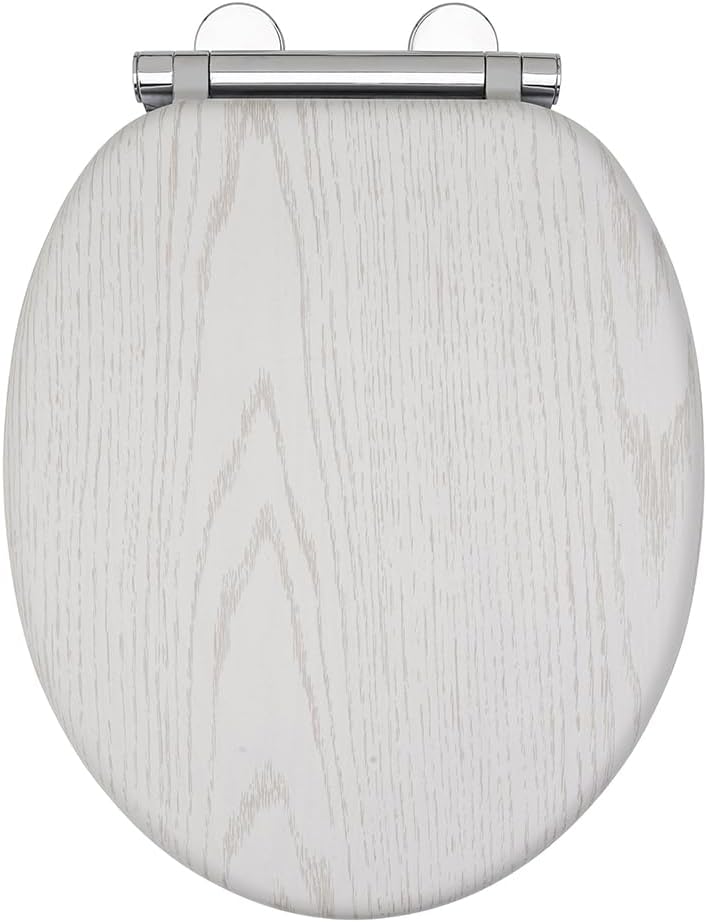 AQUALONA Luxury Oak Effect Toilet Seat Soft Close MDF Moulded Wood