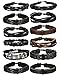 FIBO STEEL 10-12 Pcs Braided Leather Bracelets for Men Women Cuff Bracelet,Adjustable