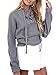 Simplee Apparel Women's Drop Shoulder Ribbed Lace Up Knit Crop Sweatshirt, Grey, One Size=US 0-10