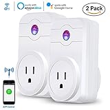 WiFi Smart Plugs, Esolom Wireless Outlet Timer Socket Compatible with Alexa and Google Assistant, App Controlled Appliances from Anywhere by Smartphone - NO Hub Required (2 Packs)