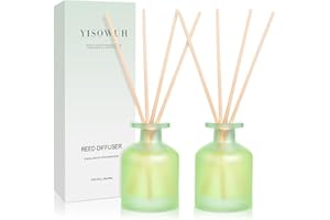 YISOWUH Reed Diffuser - Jasmine Lily 3.38oz (100ml) 2 Pack Essential Oil Reed Diffuser Set with 8 Sticks, Long Lasting Fragrance for Home, Bathroom, Bedroom, Room, Decor