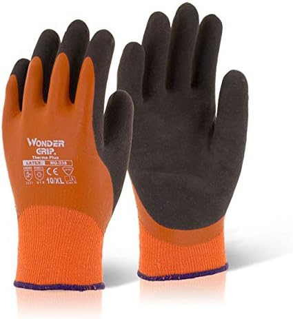 Wonder Grip Thermo Plus Safety Gloves - Small, Orange, S (Pack of 2)