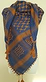 Rust Blue Arab Unisex Shemagh Head Scarf Neck Wrap Authentic Cottton Middle East
