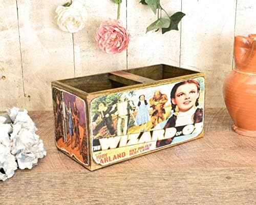 Wizard Of Oz Vintage Hardwood Waxed Wooden Box 15x15x30cm - Storage Gift Container Retro Mancave Man Cave Shed Garage Workshop Pub Bar Kitchen Snap Film TV Yellow Brick Road Dorothy Judy Garland