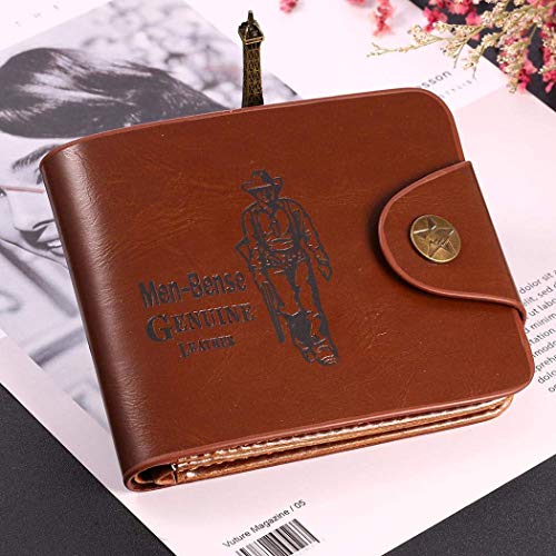 fannay Men\'s Leather Passcase Wallet, Lightweight Wallet with Textile Lining, Exercise Machine Attachments