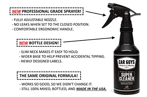 CarGuys Super Cleaner - Effective All Purpose Cleaner - Best for Leather Vinyl Carpet Upholstery Plastic Rubber and Much More! - 18 oz Kit