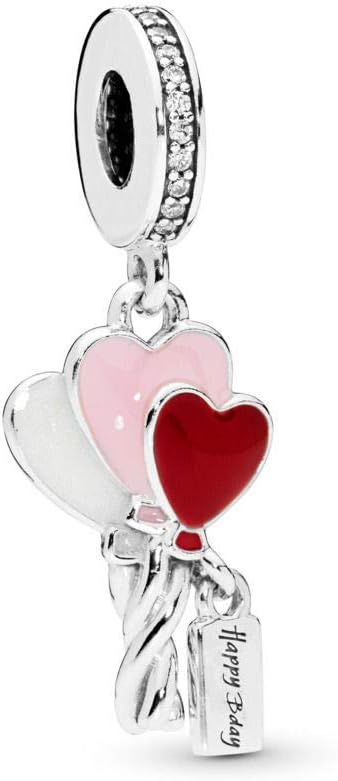 MiniJewelry Happy Anniversary, Happy Birthday Cake, Balloons Charm for Bracelets Crystal Cubic Zirconia Sterling Silver Charms Beads for Wife Women