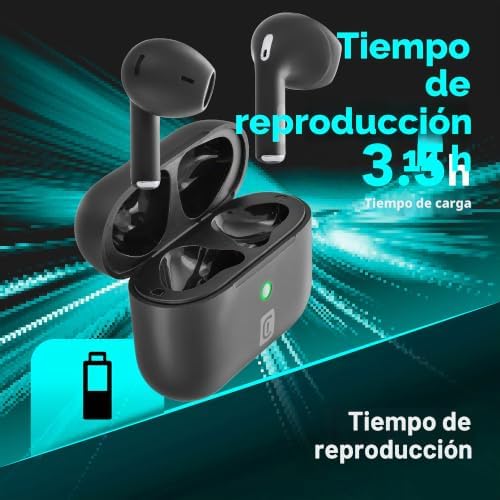 - Crystal - Auriculares Bluetooth® con Cancelación del Ruido Ambiente - Environmental Noise Cancelling Technology - Talk Time: 3.5 Horas - Carga: 1,5 Horas - Alcance 10 m - Negro