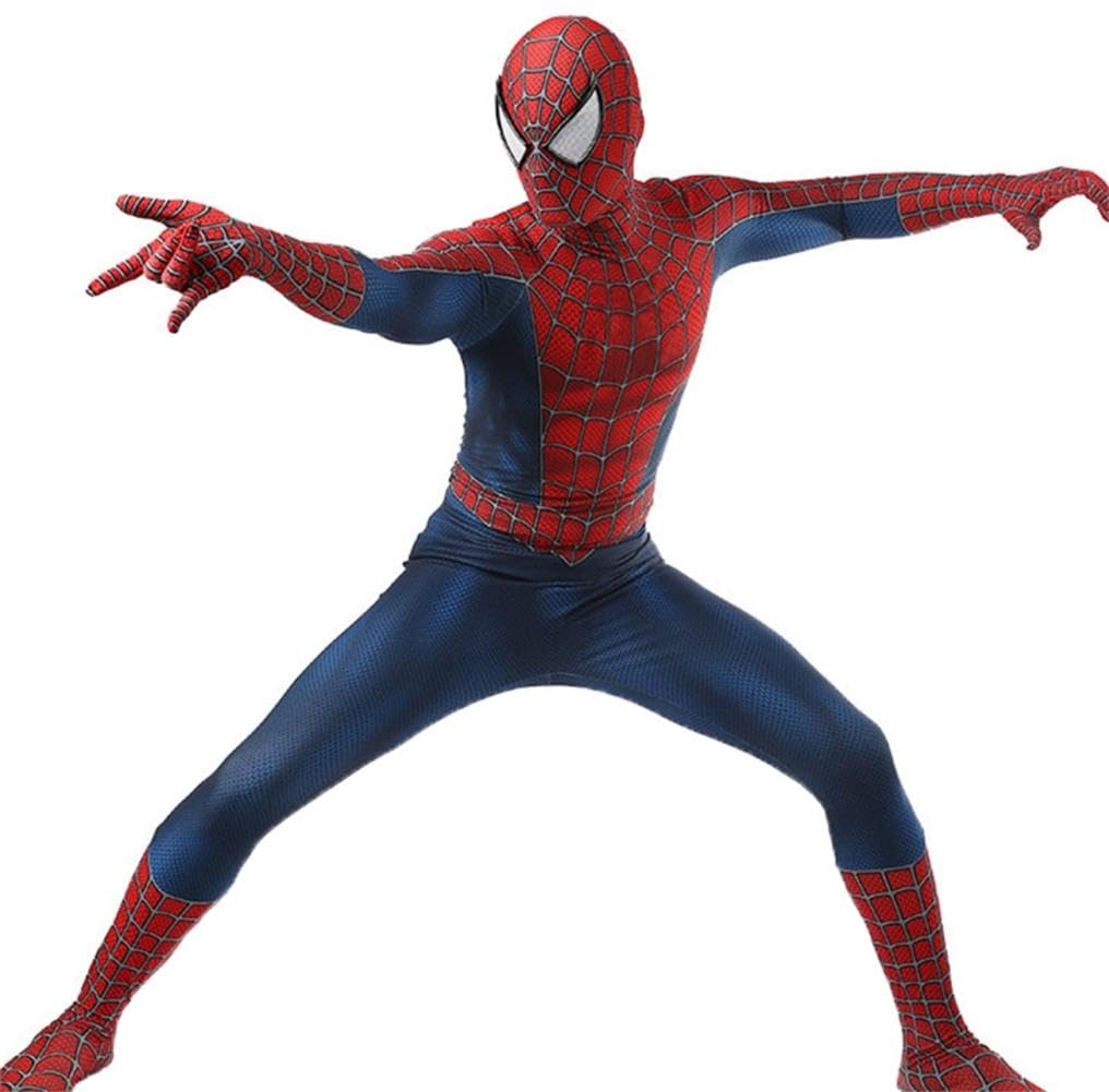 Bohorsun Heroes Mens Bodysuit Halloween Costume - Spandex Jumpsuit with Printed Design and Spandex Mask