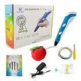 VICTORSTAR 3D Pen Blue RP-100A / 3D Pluma / Compatible with PLA & ABS Filament + Power Adapter + ABS Filament + Mini Screwdriver + 6 Languages Manual / Amazing Gift for Kids