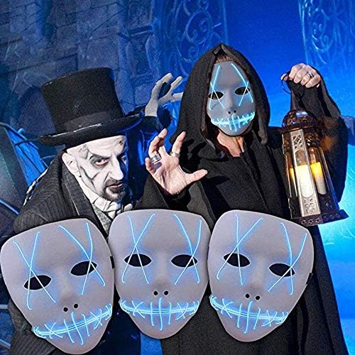GODFREY LED Mask Halloween Scary Mask Cosplay Led Costume Mask EL Wire Light up for Halloween Festival Party