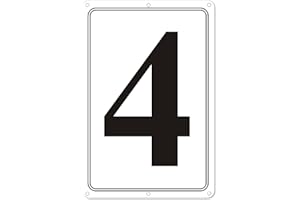 i-CowFun Premium Aluminum Number Signs 4, Metal 12" X 8" Numbered Signs Outdoor for Parking Lots, Floor, Dock, Court, Aisle, Field, High Visibility, No Fade, Weather-resistant