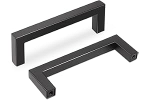 Gobrico 30 Pack Matte Black Cabinet Handles 3-3/4" Cabinet Pulls, Kitchen Cabinet Handles Square Drawer Pulls Hole Centers 96