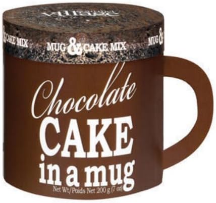 Mug Cake Gift Set, 7 Ounce - 1 Mug with enough cake mix to make 2 cakes (Chocolate)