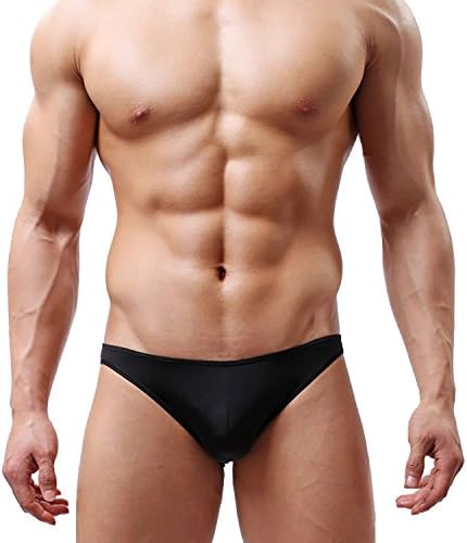 Ajim Negozio(TM) Men's Low waist Soft Thongs Transparent underwear (S, Black-1 pack)