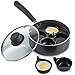 VonShef Egg Poacher Sauce Pan with Removable Poaching Cups and Glass Lid, BPA Free, 4 Cups