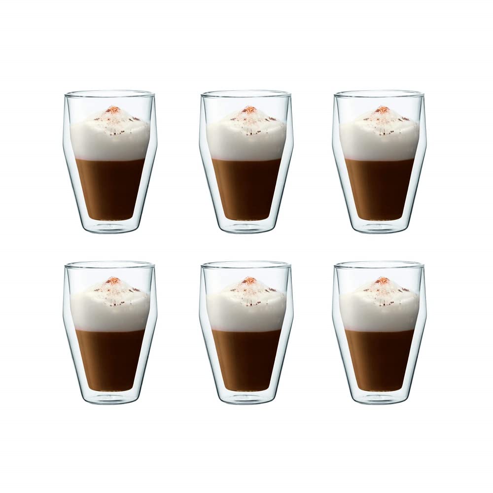 Bodum Titlis Set of 6 Double-Walled Stackable Glasses, transparent, 0,35 L