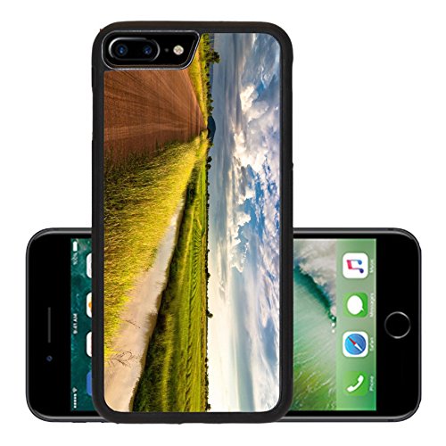 Luxlady Premium Apple iPhone 7 Plus Aluminum Backplate Bumper Snap Case IMAGE ID: 34749369 Laterite road along the irrigation canal and rice farm in countryside of Thailand