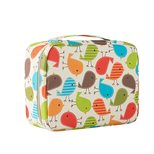 Large Cosmetic Bag Train Cases, Makeup Pouch Organizer Hanging Toiletry Bag Bird