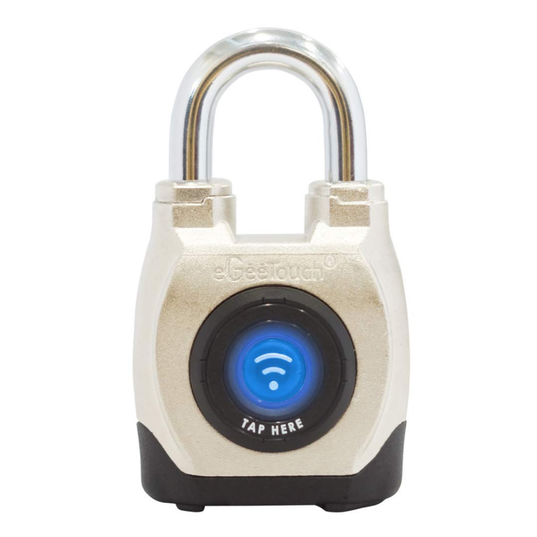 eGeeTouch 4th GEN. Outdoor Smart Padlock, Weatherproof, Rugged Design for Commercial use, Bluetooth + NFC (Short Shackle)