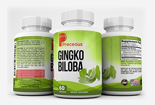 Ginkgo Biloba 60mg Extract Dietary Supplement Capsules Natural Brain Function Support