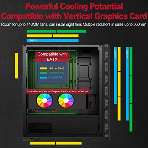 Pansonite Airflow ATX Mid-Tower Chassis PC Gaming Case with Door Opening Tempered Glass Side Panel,Side Ventilation, E… - Image 3