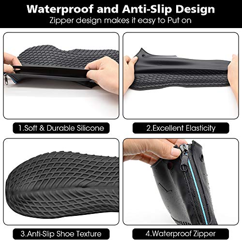 Hydream Silicone Shoe Cover Waterproof, Reusable Boot Shoes Covers with Zipper,Non Slip Rain Snow Bowling Travel Indoor Outdoor Overshoe Rubber Protectors for Men Women Kids
