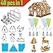 40 Pieces Cookie Cutters for Kids 3D Biscuit Cutter Set - SZBOB Stainless Steel Cookie Cutters Shapes Cake Baking Tools,Christmas tree,Snowman,Deer,Sled,Piping Tips,Pastry Bags,Cake Decorating Kits