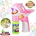 Bubble Machine, Durable Portable Automatic Bubble Blower, Bubble Gun with LED Light Up and Sound Toys Bubble Maker for Kids Boys Girls Birthday Parties Wedding Christmas Pink Dolphin