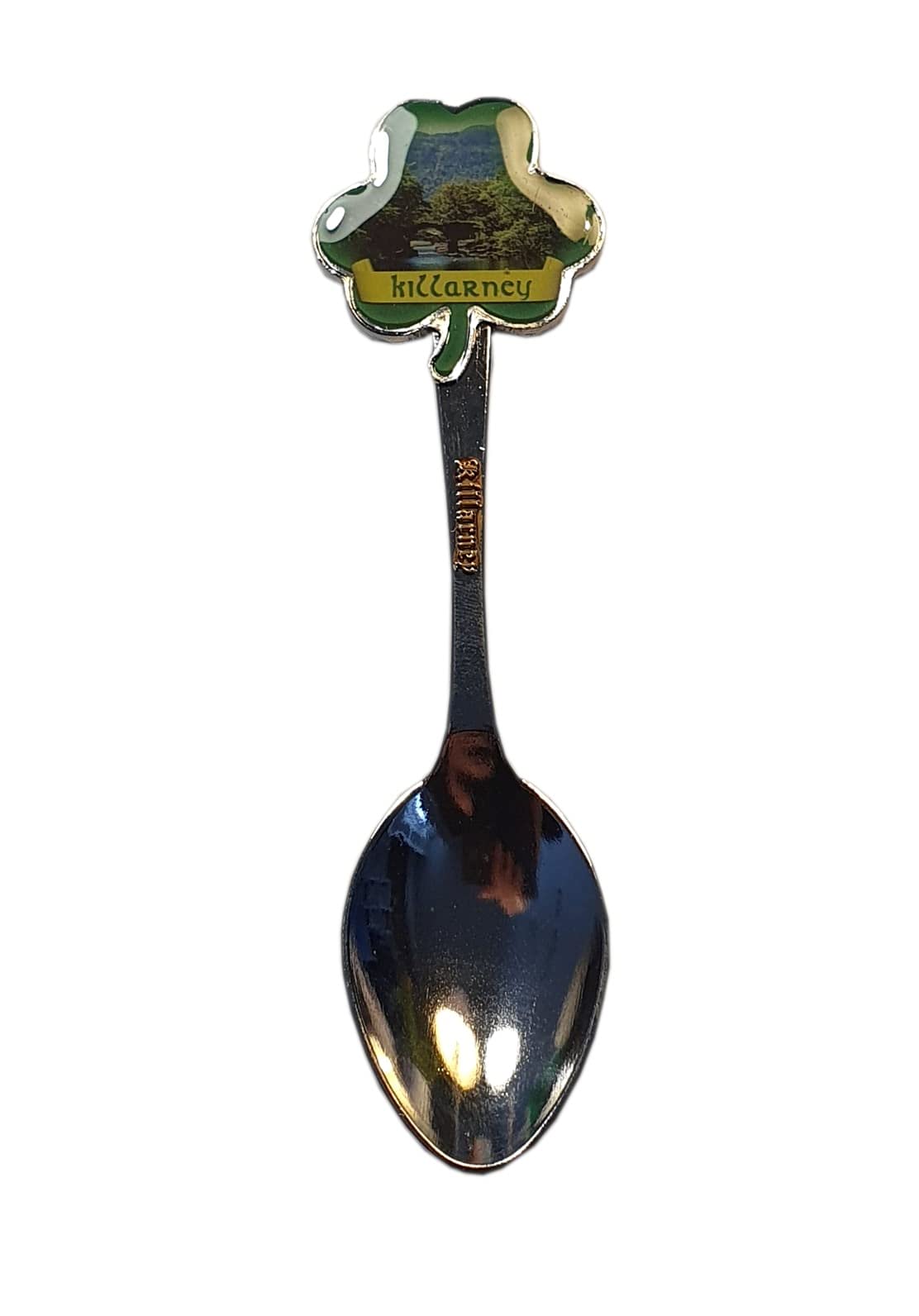 Killarney Shamrock Enamelled Teaspoon - for Fans of Ireland, The National Park, Muckross House, Dinis Cottage and Island, Muckross Abbey, Ross Castle, Gap of Dunloe/Souvenir Decoration for Home