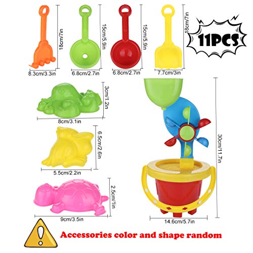 Kids Beach Toys Set, Sandbox Toys 11pc Super Value Molds Tools On Summer Seaside Holiday Must Toys Clearance (As show)
