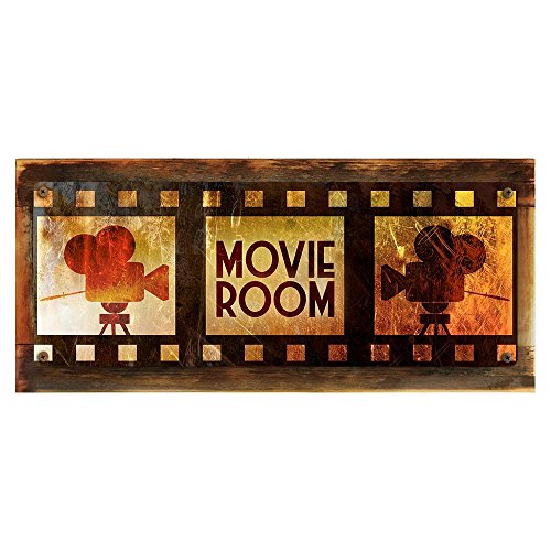 Framed and Sun Protected Movie Room Metal Sign, Framed and Sun Protected 6â€x16